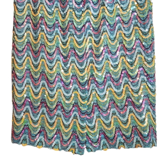 Cynthia Steffe Y2K Sequin Party Pencil Skirt Blue Pink Size 10 - Picture 6 of 10